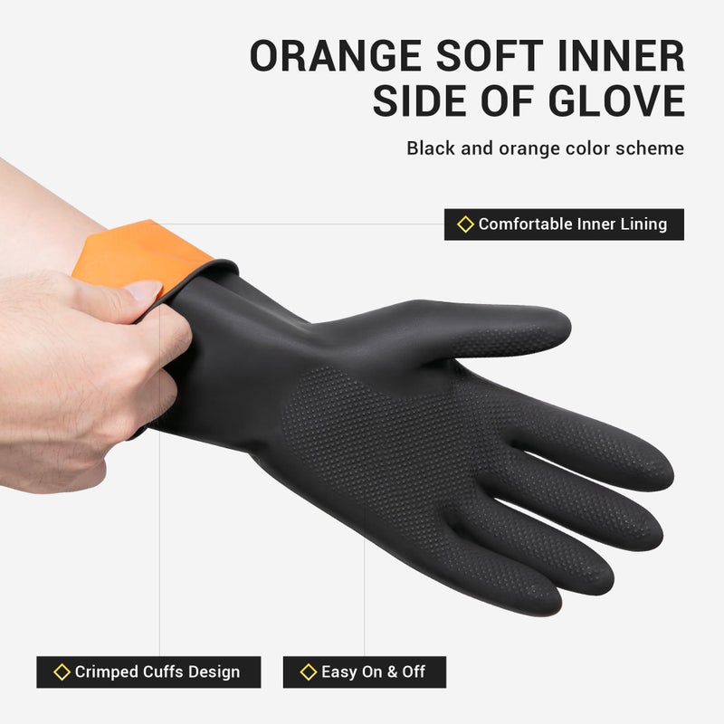 ThxToms 3 Pairs Dishwashing Gloves, Reusable Latex Cleaning Gloves for Housework Kitchen Bathroom, Durable Flexible & Anti-slip, Smooth Lining, Easy On & Off, Large, Black - Image 3